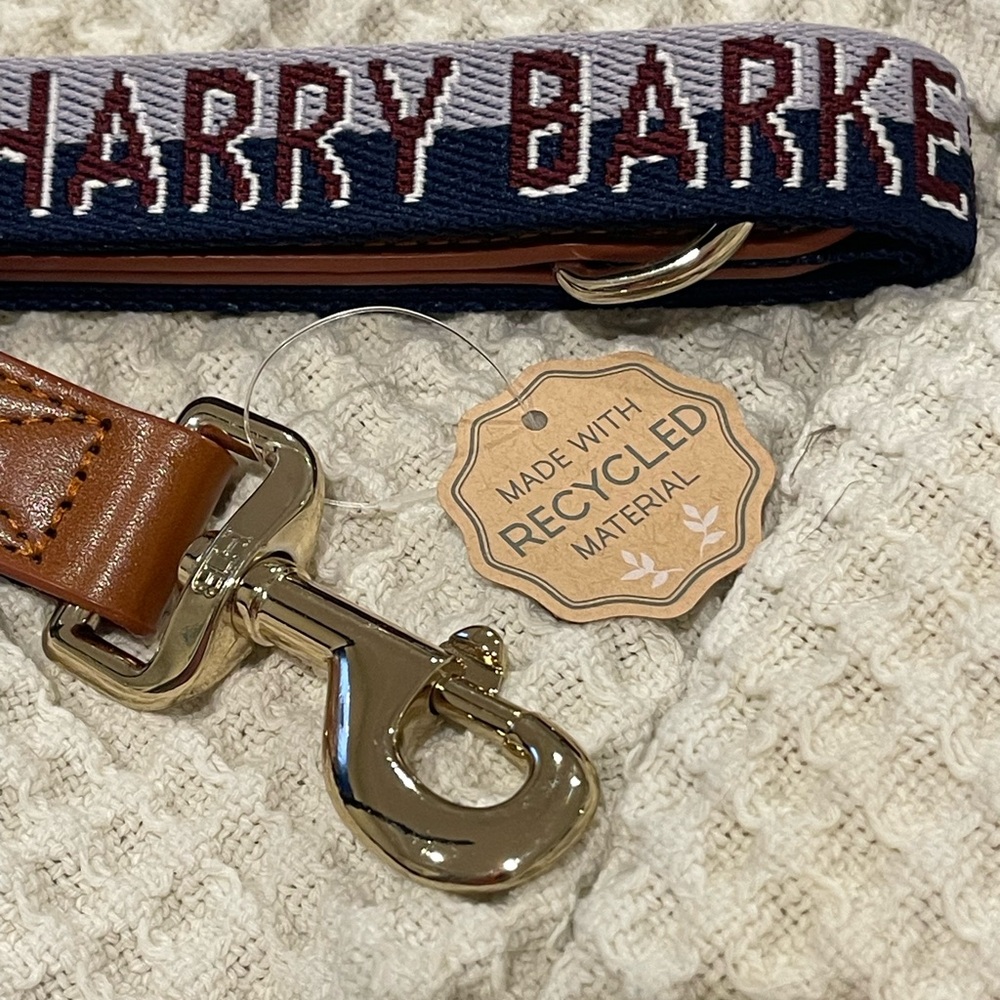 DOG LEASH - Harry Barker LOGO Two-Tone Blue DOG Leash Very Strong PU LEATHER
